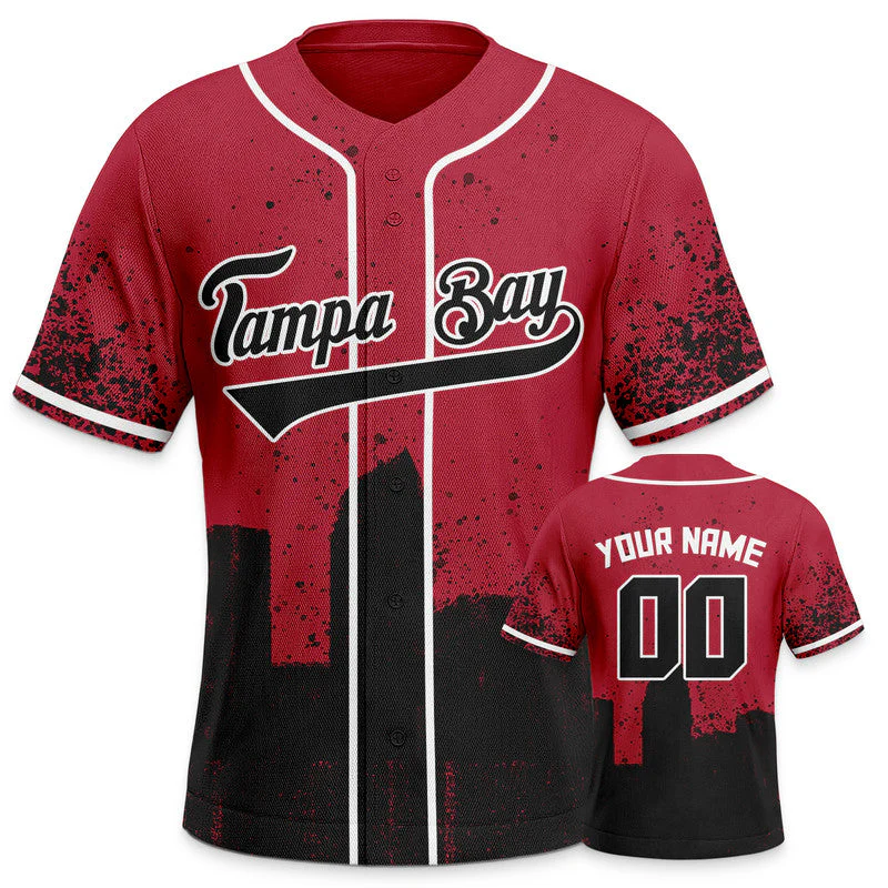 Custom 3D Graffiti Red Black-White Authentic Baseball Silhouette Jersey