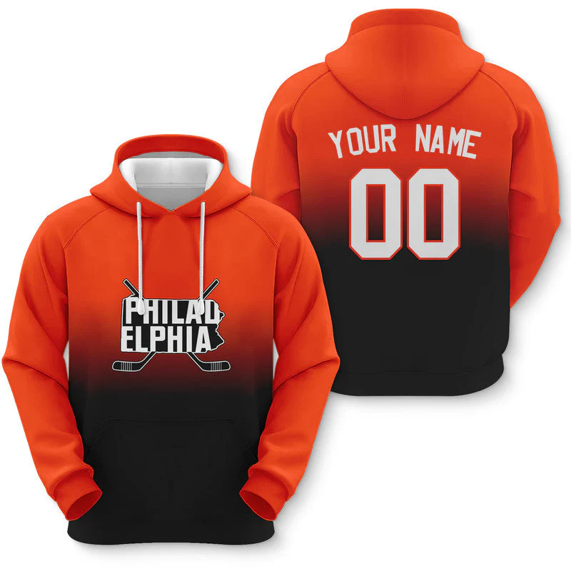 Custom Sports Pullover Sweatshirt Hockey Split Map Philadelphia Fashion Hoodie