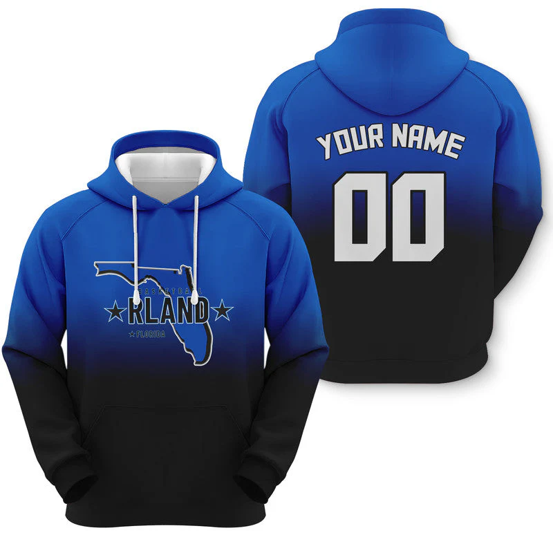 Custom Sports Pullover Sweatshirt Basketball Split State Map Orlando Fashion Hoodie