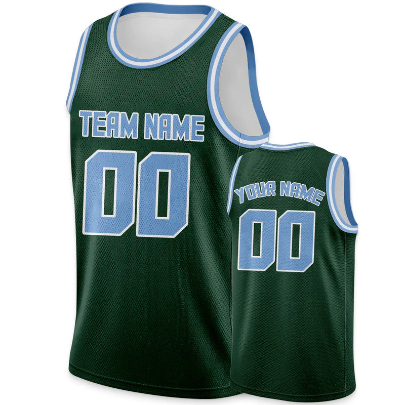 Custom Kelly Green Light Blue Round Neck Rib-Knit Basketball Jersey