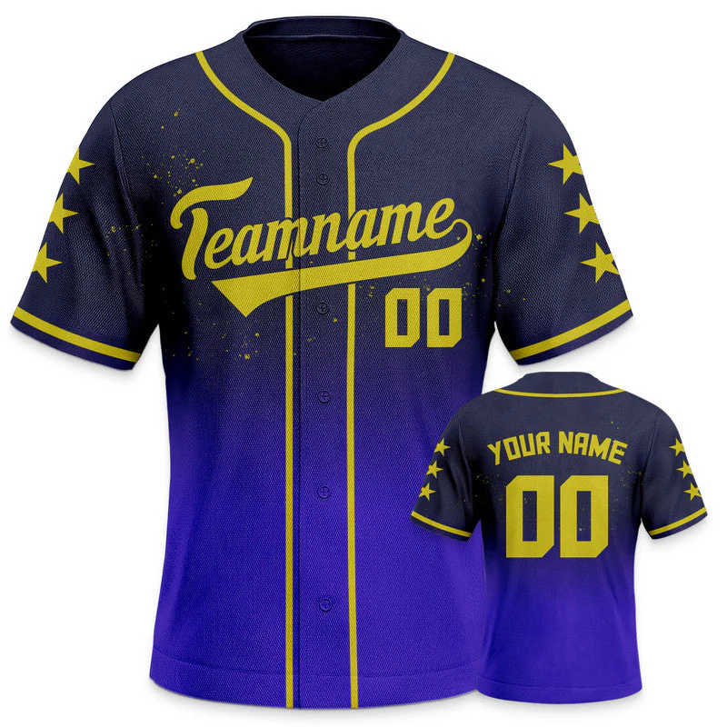 Custom Navy Royal-Gold Creative  Cool Concept Authentic Baseball Jersey
