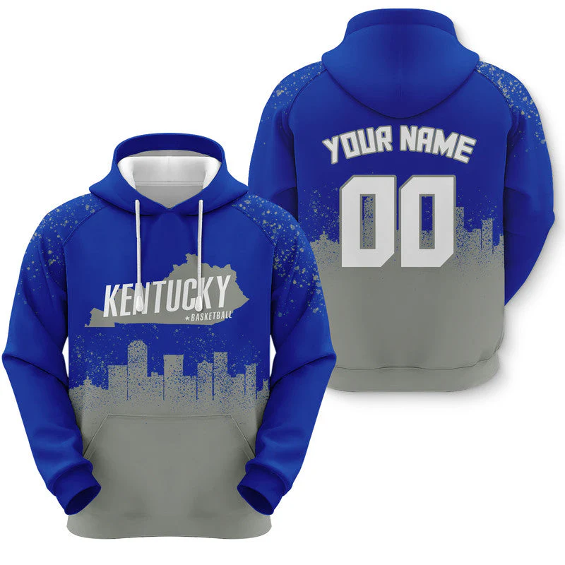Custom Sports Pullover Sweatshirt Colleage Basketball Graffiti Map Kentucky Fashion Hoodie