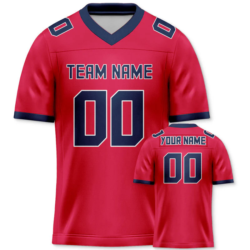 Custom Red Navy Mesh Authentic Football Jersey