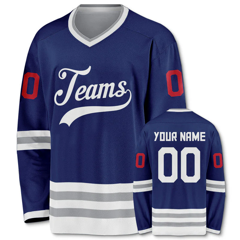 Custom Royal White-Gray Authentic Hockey Jersey