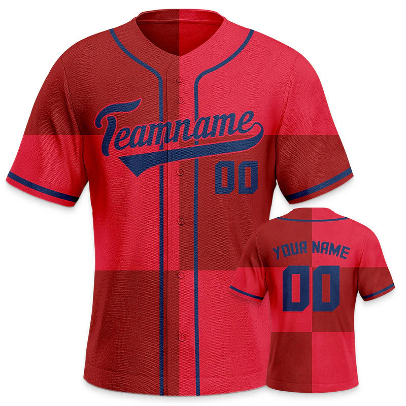 Custom Red Navy Creative  Cool Concept Authentic Baseball Jersey