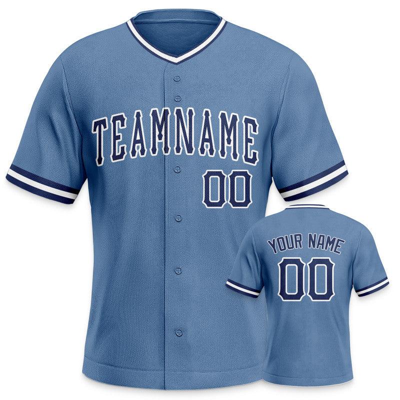 Custom Light Blue Navy-White Authentic Baseball Jersey-1