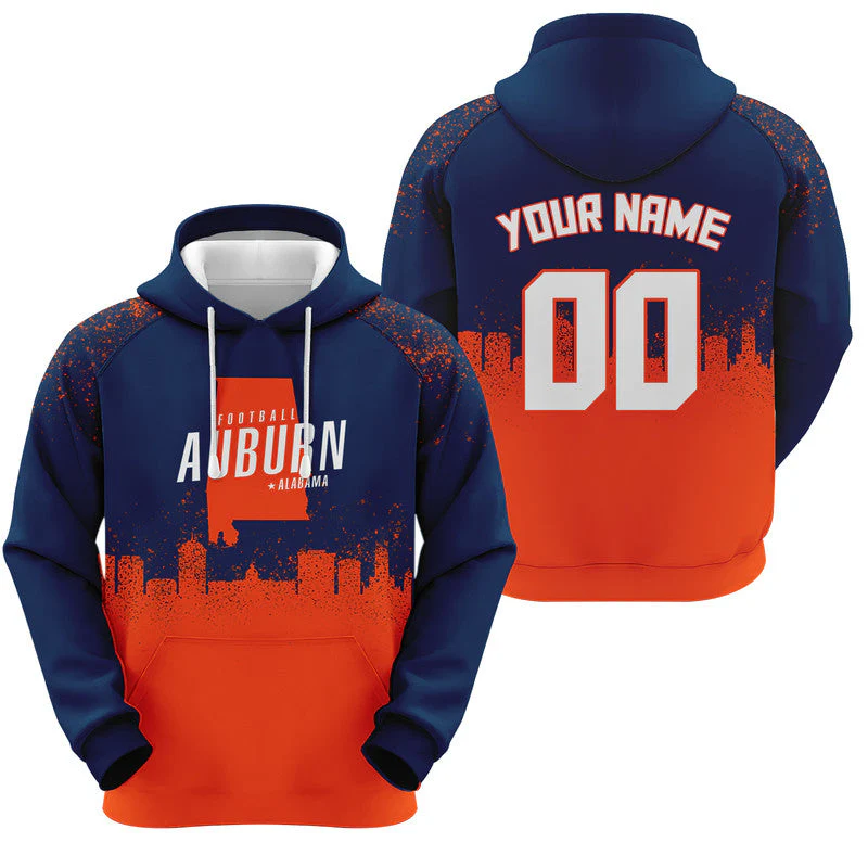 Custom Sports Pullover Sweatshirt Colleage Football Graffiti Map Auburn Fashion Hoodie