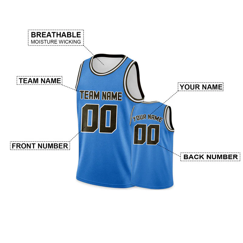 Custom Powder Blue Olive Round Neck Rib-Knit Basketball Jersey