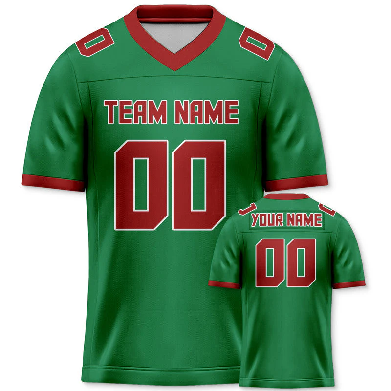 Custom Green Red Mesh Authentic Football Jersey