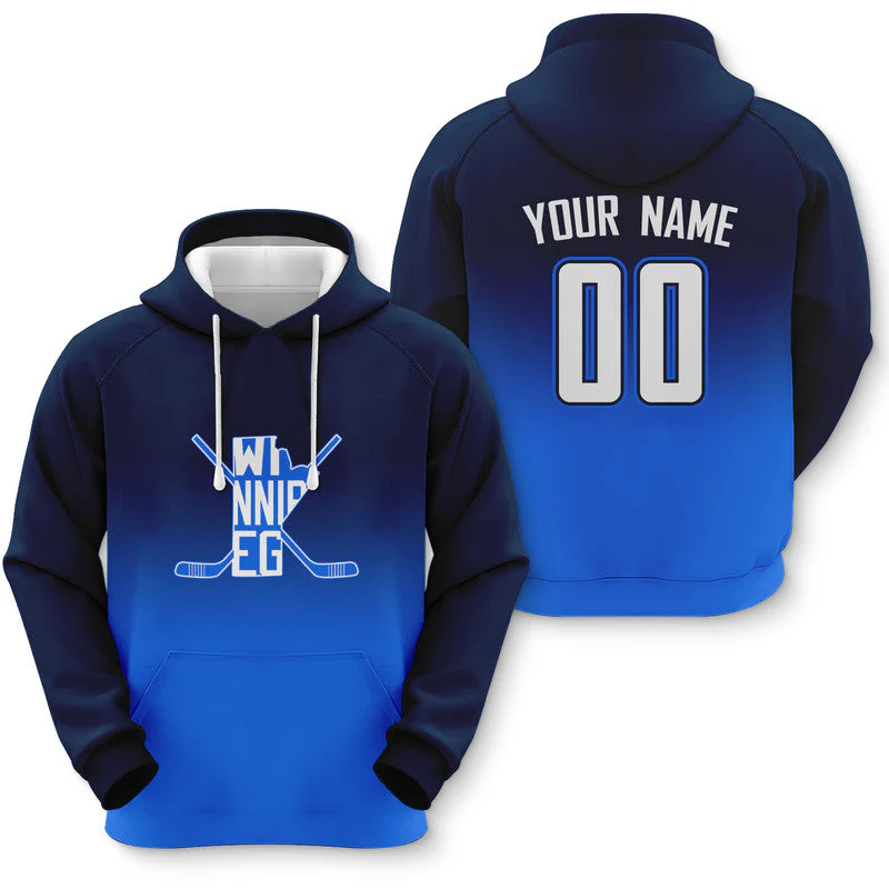 Custom Sports Pullover Sweatshirt Hockey Split Map Winnipeg Fashion Hoodie