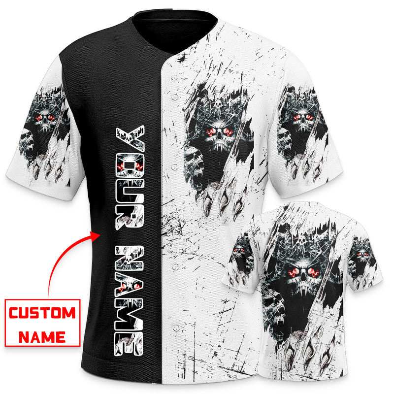 Dark Hell Skull Scratch Custom Baseball Jersey