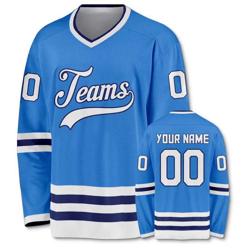 Custom Powder Blue White-Royal Authentic Hockey Jersey