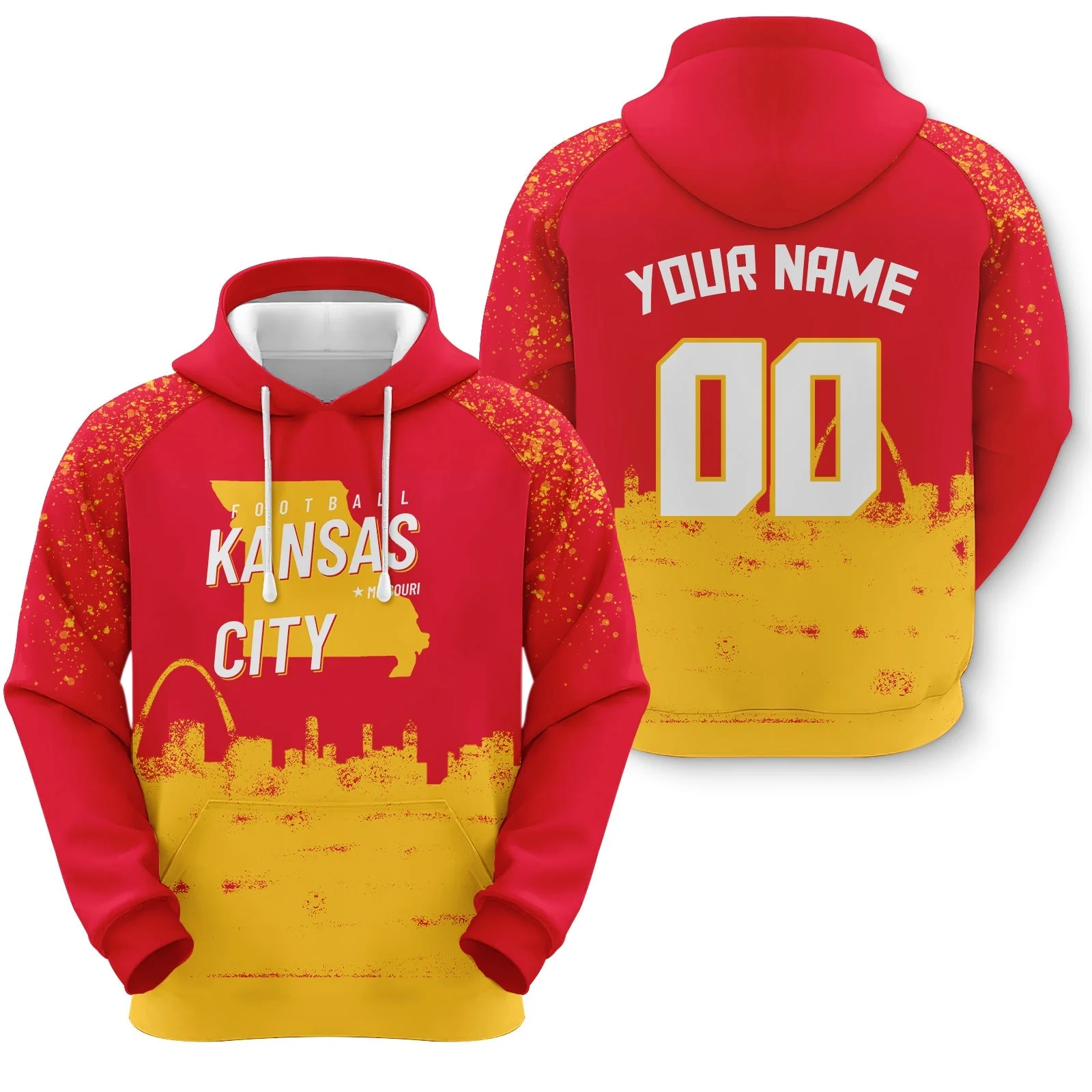 Custom Sports Pullover Sweatshirt  Football Graffiti City Map Kansas City Map Fashion Hoodie1