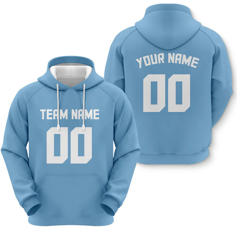 Custom Light Blue White Sports Pullover  Sweatshirt Football Hoodie