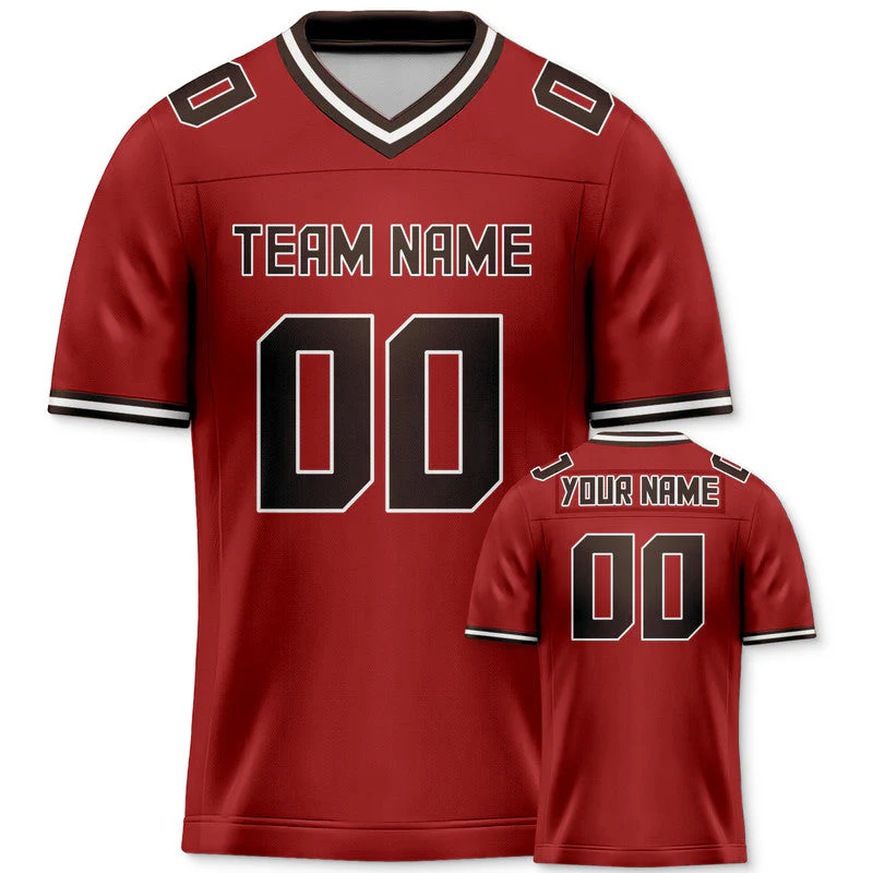 Custom Red Black Mesh Authentic Football Jersey