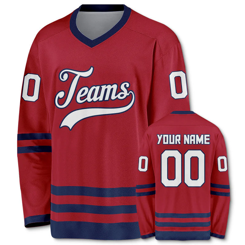 Custom  Red White-Royal Authentic Hockey Jersey