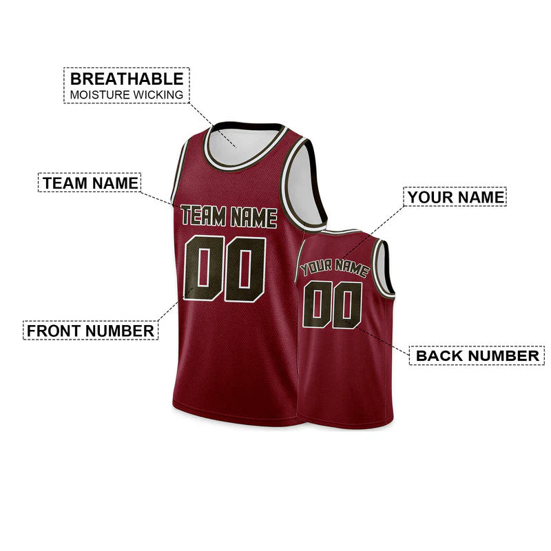 Custom Crimson Olive Round Neck Rib-Knit Basketball Jersey