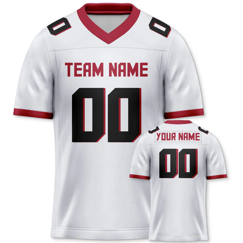 Custom White Black-Red Mesh Authentic Football Jersey